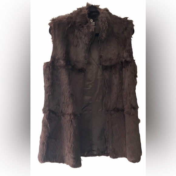Hilary Radley Brown 100% Rabbit Fur Zip Vest - Size 4 - Picture 10 of 16